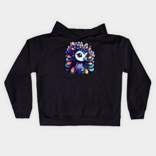 Peacock Bird Illustration Kids Hoodie